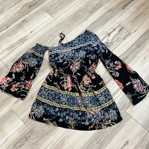 Free People Multi Color bell sleeve Dress